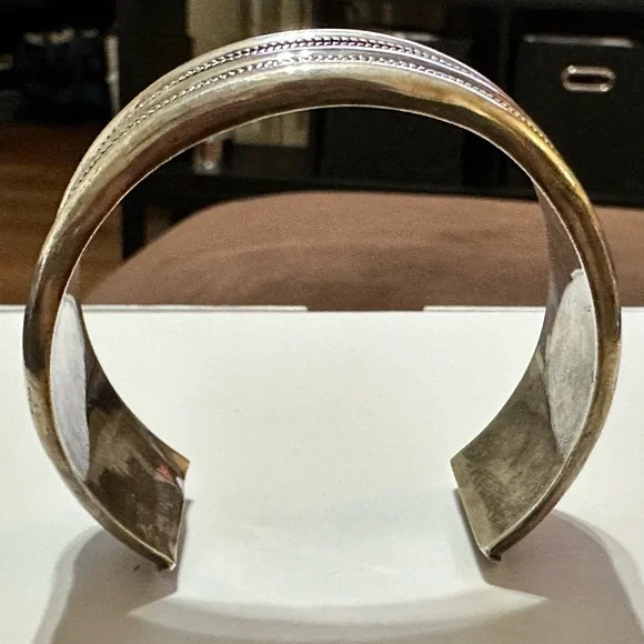 Sterling Silver Cuff Bracelet with Rope Detailing - Picture 3 of 5